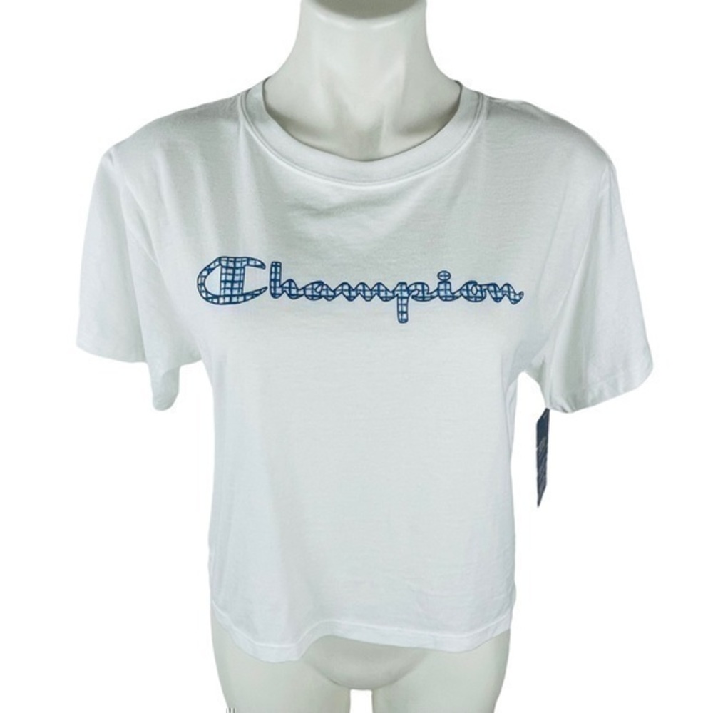 Champion Cropped Tee - NWT | Women Small | White Blue